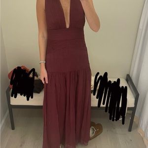 Shona Joy Marquis Plunged Tie Back Midi Dress - Deep Wine